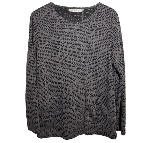 New 209wst38 Womens relaxed fit lagenlook artsy gray tunic top Size Large NWT - Picture 1 of 8